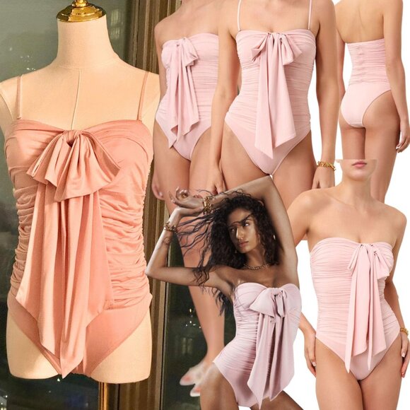 🆕 ZIMMERMANN 🧿 NWT August Drape Bow 1PC Bathing Suit - Dusty Pink Sz 1 US 4/6 - Picture 1 of 16